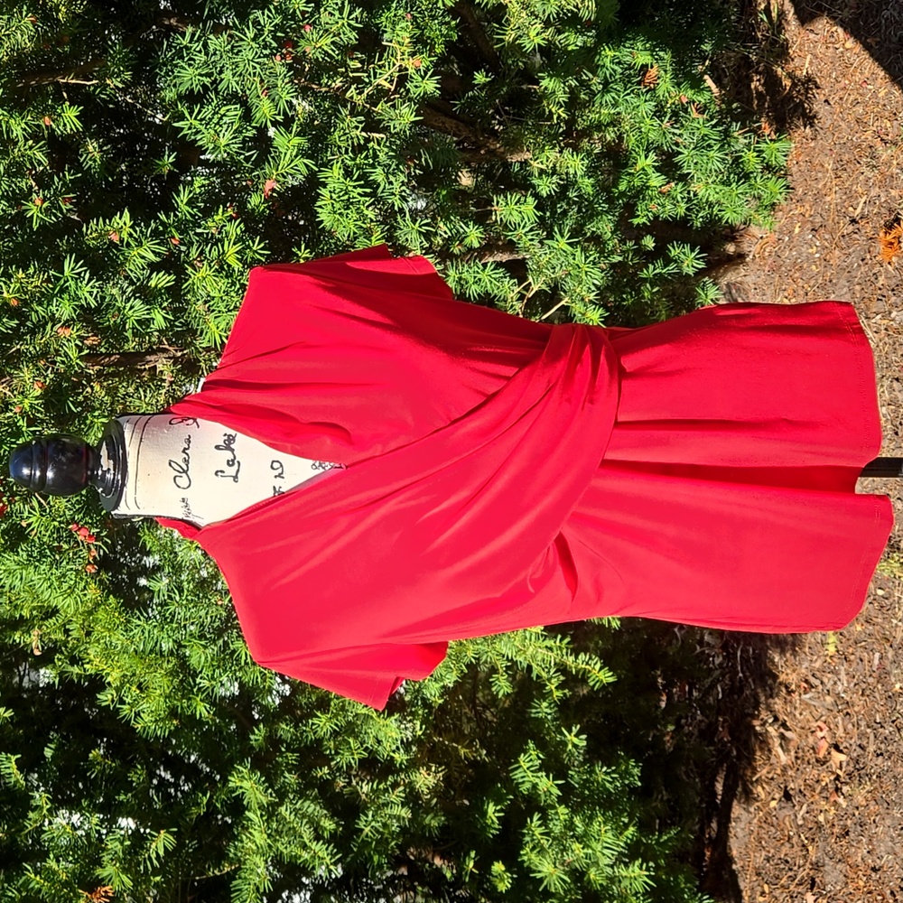 DKNY Red Draped Blouse